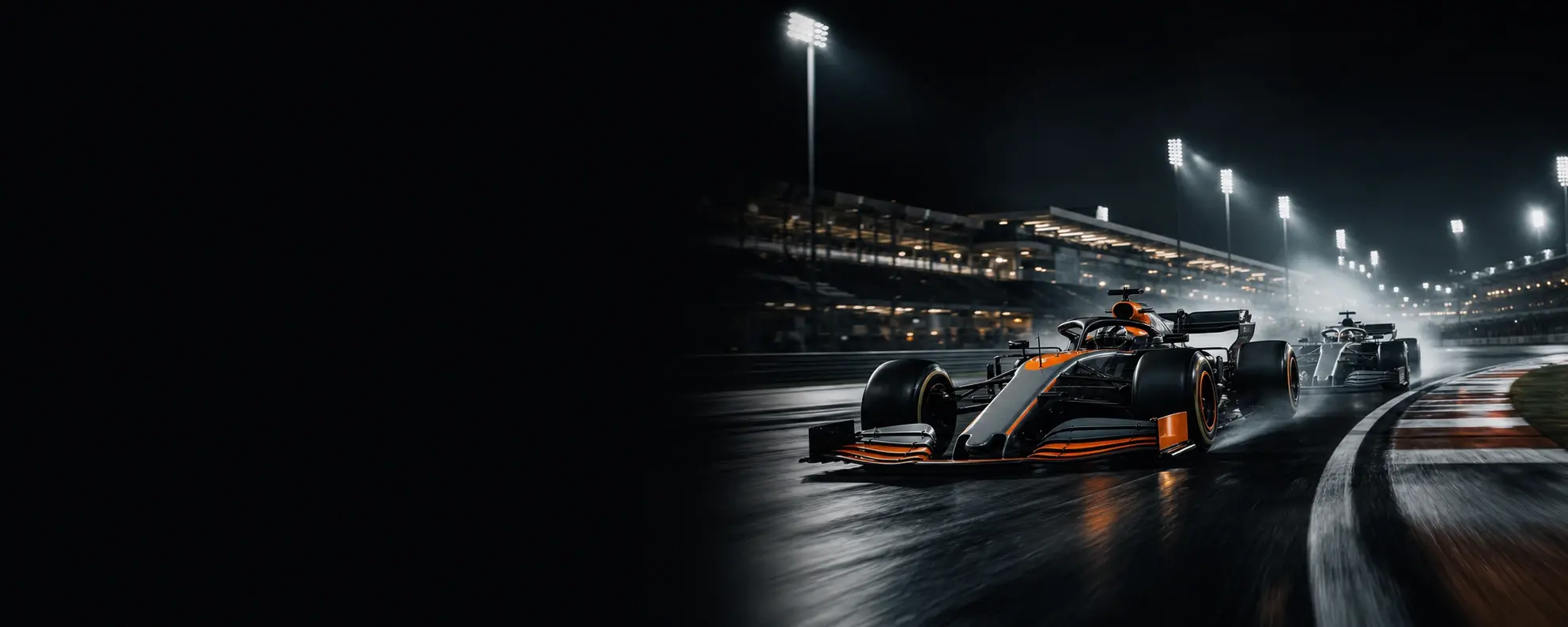 Grand-prix cars racing at night